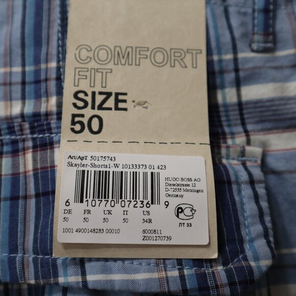 NWT Hugo Boss Orange Blue Plaids Men's Sweat Shorts Beach Athletic Size US 34R - Picture 11 of 13